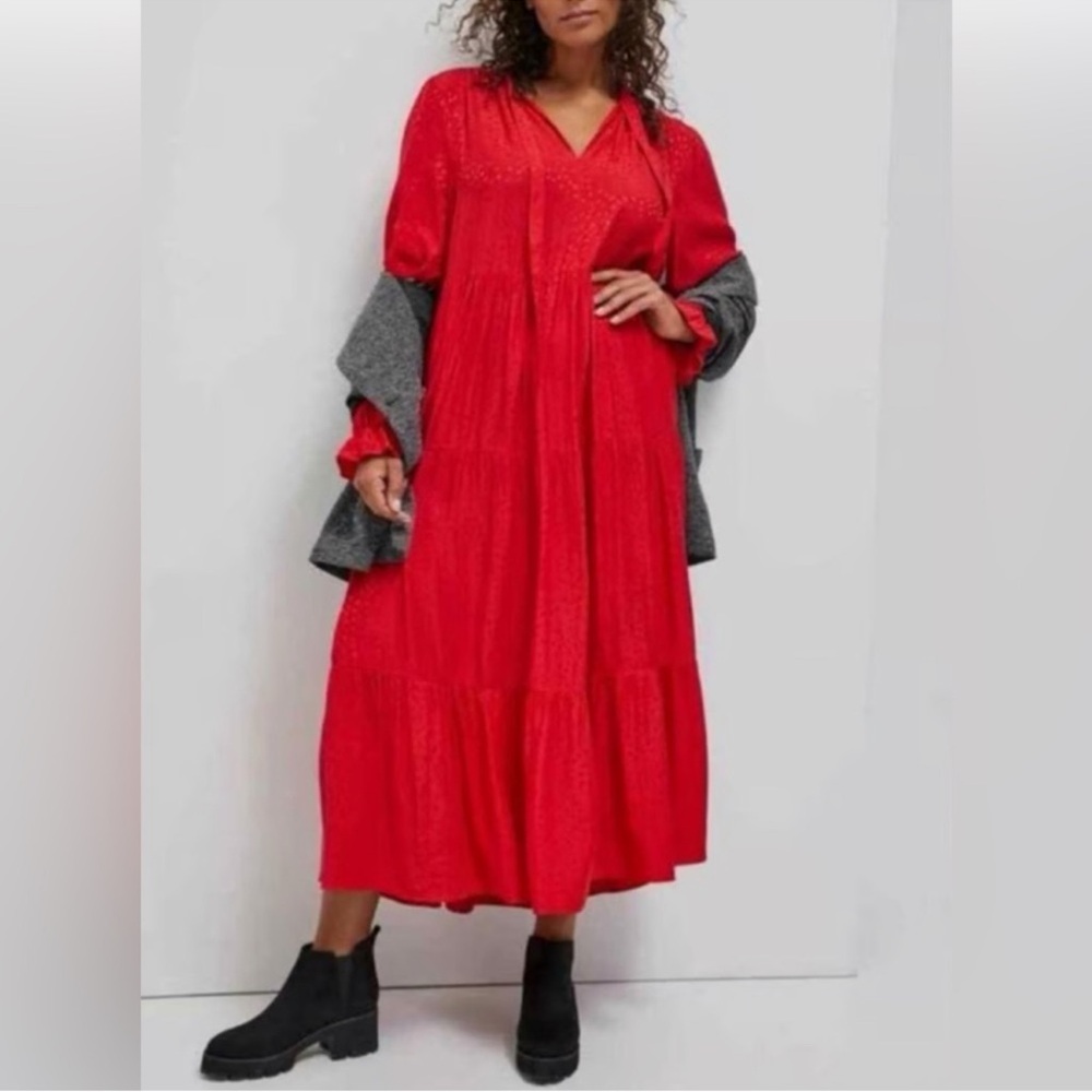New Maeve‎ Wendy Tiered Maxi Dress in BRIGHT Red Size Medium